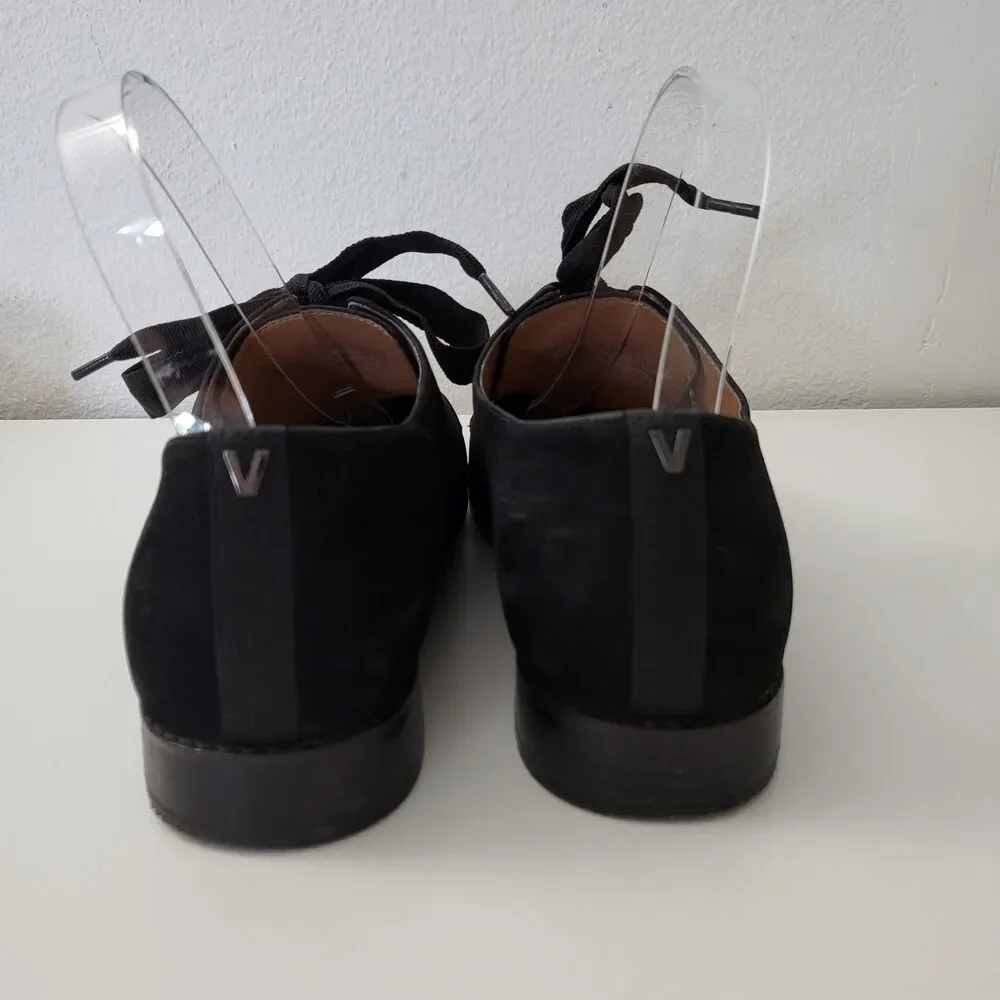 VIONIC Evelyn Oxford Shoes Womens 8.5 Black Suede Leather Ribbon Laces Derby